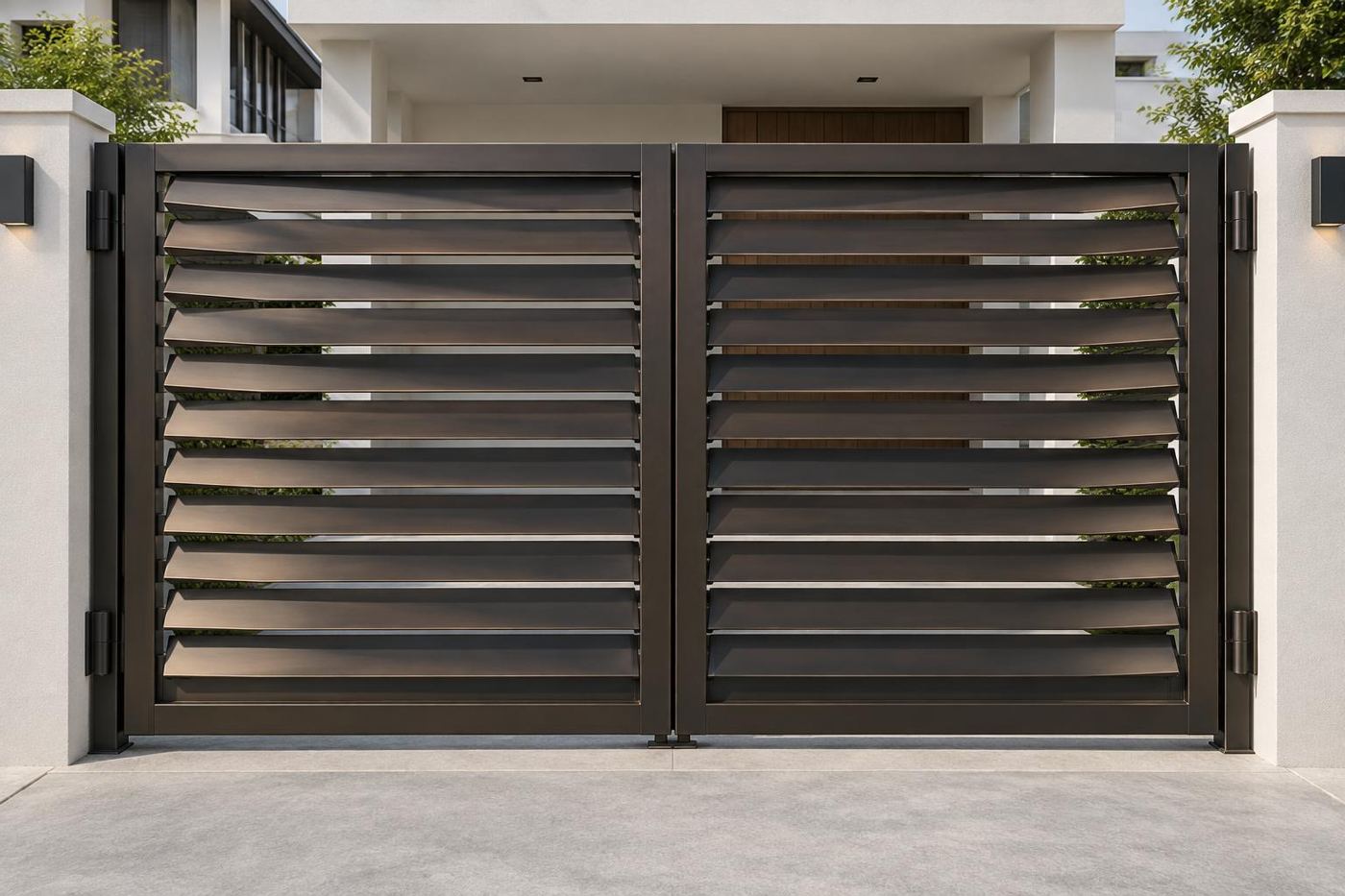 Louvred double gate