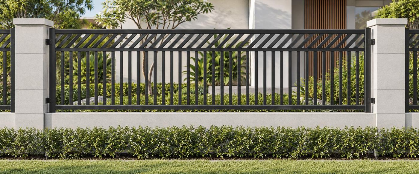 Boundary fence on a wall