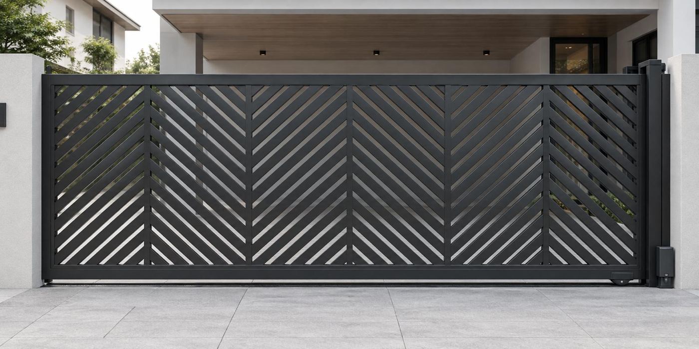 Chevron-pattern gate