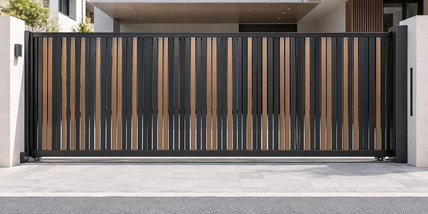 Timber-look vertical gate